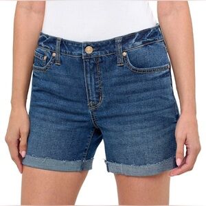 Seven7 Women's Weekend 5” High Rise Jean Shorts Medium Blue Size 14 NWT